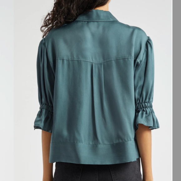 NEW! Cinq a Sept Holly Puff-Sleeve Utility Jacket Eucalyptus Green Small $395 - Picture 7 of 12